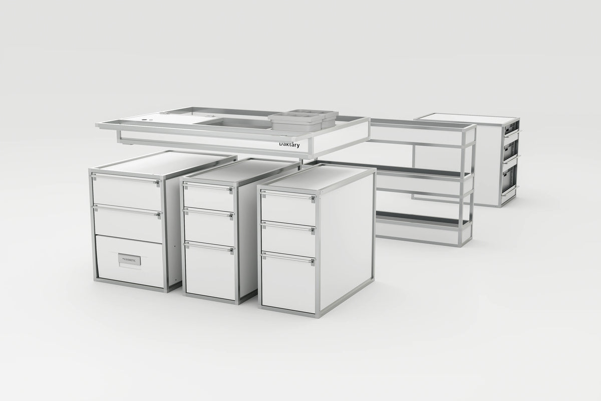 Braveur vétérinaire Daktary, une gamme de pharmacies de voitures vétérinaire évolutives et modulables. Constitués de caissons et accessoires combinables à souhait.